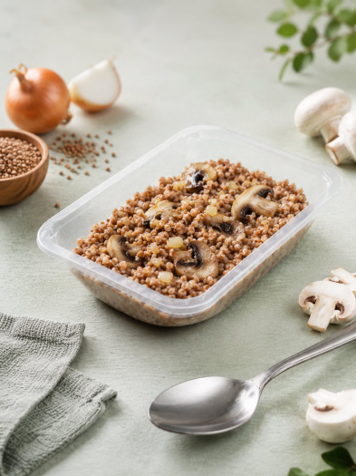 Каша гречневая с грибами и луком, готовое основное блюдо