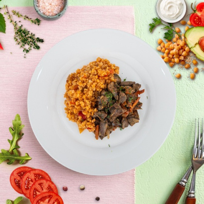 Куриные потрошки с овощами и булгуром ЕМ Диета