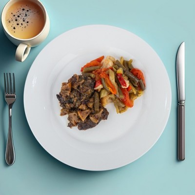 Печень говяжья по-строгановски с овощами ЕМ Диета