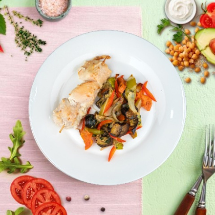 Шашлычки куриные с овощами запечеными ЕМ Диета