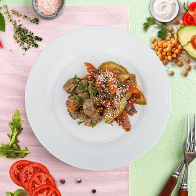 Куриные желудки с овощами в азиатском стиле ЕМ Диета