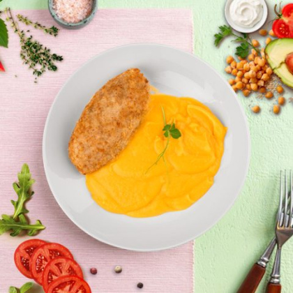 Зразы куриные с яйцом и зеленью, пюре из тыквы ЕМ Диета