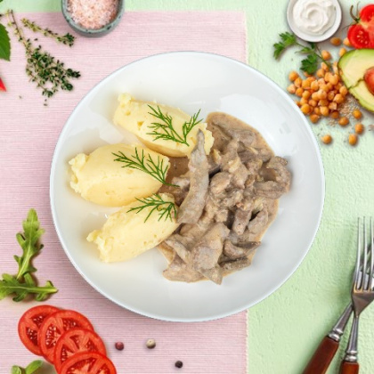 Печень в сметане с картофельным пюре ЕМ Диета