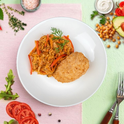 Котлета Пожарская с тушеной капустой ЕМ Диета