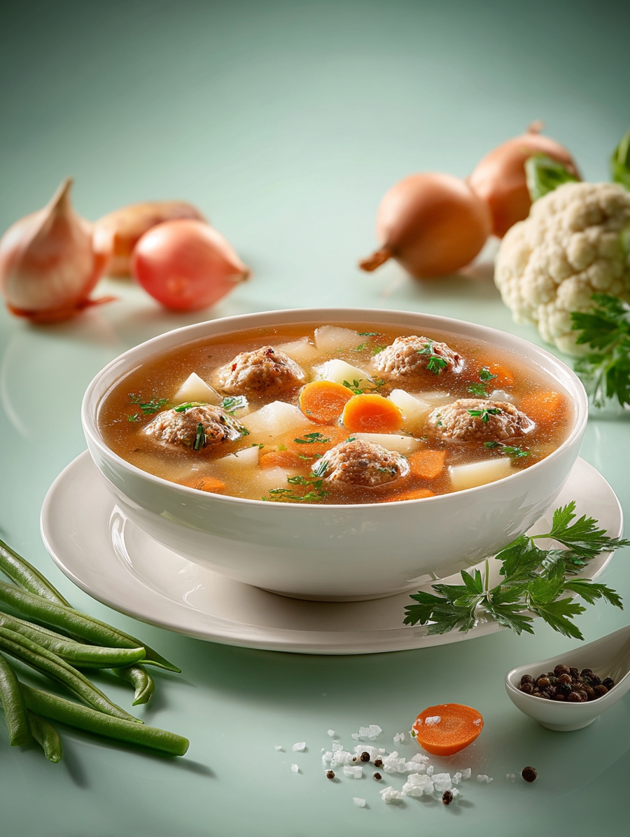 Суп овощной с мясными фрикадельками